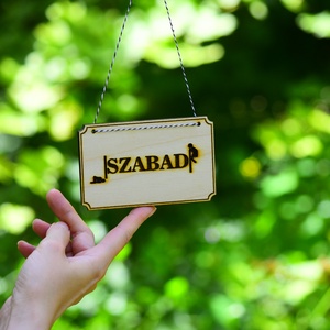 Foglalt / szabad fa tábla akasztóval - Meska.hu