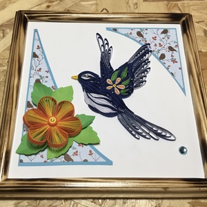 Kék madaras quilling kép -  - Meska.hu
