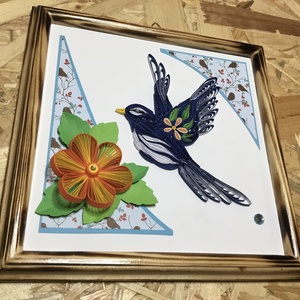 Kék madaras quilling kép -  - Meska.hu