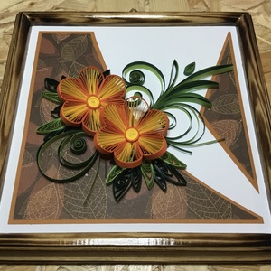 Őszi hangulatú virágos quilling fa kerettel, Otthon & Életmód, Dekoráció, Kép & Falikép, Famegmunkálás, Papírművészet, MESKA