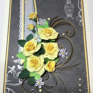 Esküvői quilling kép, sárga rózsákkal - otthon & életmód - dekoráció - kép & falikép - Meska.hu