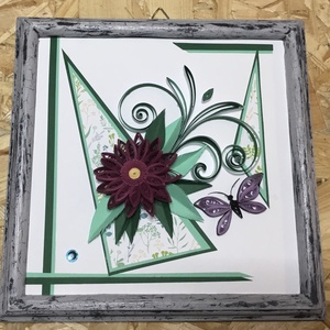 Quilling kép vintage fa kerettel - Meska.hu