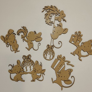 Karácsonyfa dísz, kisegérkés mintával, Karácsony, Karácsonyi lakásdekoráció, Karácsonyfadíszek, Famegmunkálás, MESKA