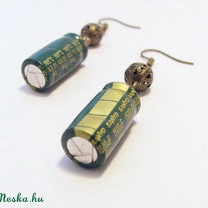 Kondenzátor fülbevaló - Meska.hu