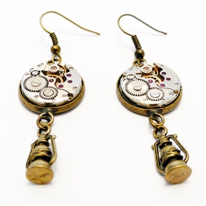 Steampunk fülbevaló viharlámpa kiegészítővel -  - Meska.hu