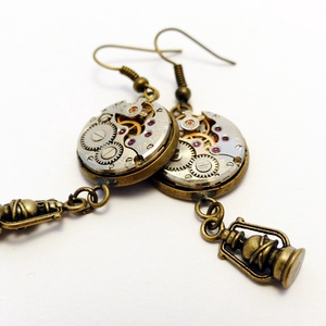 Steampunk fülbevaló viharlámpa kiegészítővel - Meska.hu