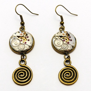 Steampunk fülbevaló csiga kiegészítővel -  - Meska.hu