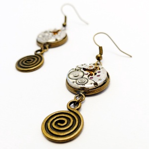 Steampunk fülbevaló csiga kiegészítővel -  - Meska.hu