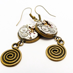 Steampunk fülbevaló csiga kiegészítővel - Meska.hu