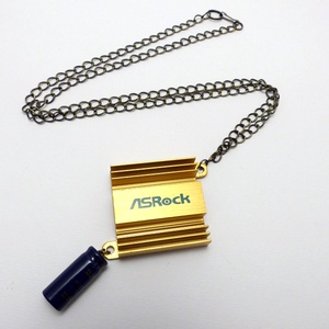 Arany színű hűtőborda medál kondenzátor kiegészítővel bronz színű láncon - ékszer - nyaklánc - medálos nyaklánc - Meska.hu