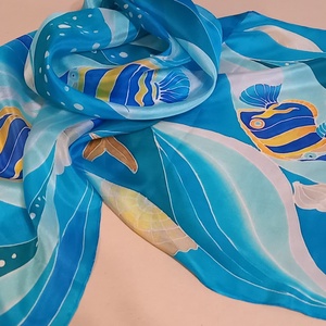 A tenger hullámai kézzel festett egyedi selyemsál - ruha & divat - sál, sapka, kendő - kendő - Meska.hu A tenger hullámai kézzel festett egyedi selyemsál - ruha & divat - sál, sapka, kendő - kendő - Meska.hu
