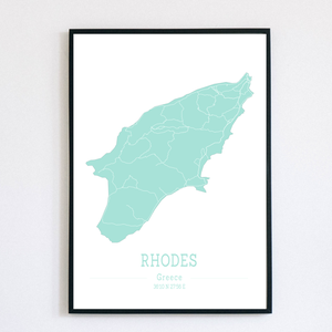 RODOSZ (Görögország) színes minimalista dekorációs térkép - otthon & életmód - dekoráció - kép & falikép - poszter - Meska.hu
