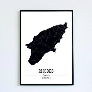 RODOSZ (Görögország) színes minimalista dekorációs térkép - otthon & életmód - dekoráció - kép & falikép - poszter - Meska.hu