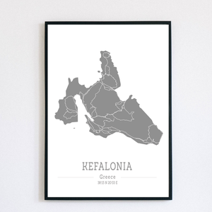 KEFALONIA (Görögország) színes minimalista dekorációs térkép - otthon & életmód - dekoráció - kép & falikép - poszter - Meska.hu