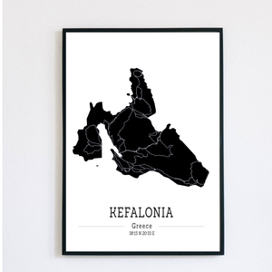 KEFALONIA (Görögország) színes minimalista dekorációs térkép - otthon & életmód - dekoráció - kép & falikép - poszter - Meska.hu