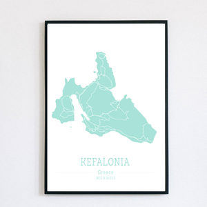 KEFALONIA (Görögország) színes minimalista dekorációs térkép - otthon & életmód - dekoráció - kép & falikép - poszter - Meska.hu