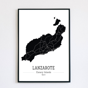LANZAROTE (Kanári-szigetek) színes minimalista dekorációs térkép, Otthon & Életmód, Dekoráció, Kép & Falikép, Poszter, Fotó, grafika, rajz, illusztráció, MESKA