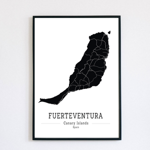 FUERTEVENTURA (Kanári-szigetek) színes minimalista dekorációs térkép - otthon & életmód - dekoráció - kép & falikép - poszter - Meska.hu