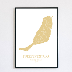 FUERTEVENTURA (Kanári-szigetek) színes minimalista dekorációs térkép - otthon & életmód - dekoráció - kép & falikép - poszter - Meska.hu
