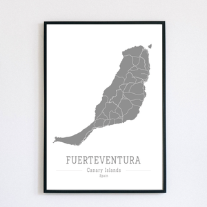 FUERTEVENTURA (Kanári-szigetek) színes minimalista dekorációs térkép - otthon & életmód - dekoráció - kép & falikép - poszter - Meska.hu
