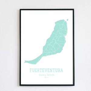FUERTEVENTURA (Kanári-szigetek) színes minimalista dekorációs térkép - Meska.hu
