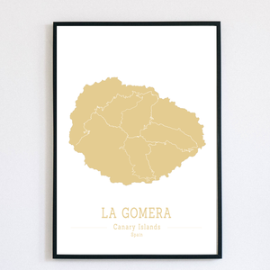 LA GOMERA (Kanári-szigetek) színes minimalista dekorációs térkép - Meska.hu