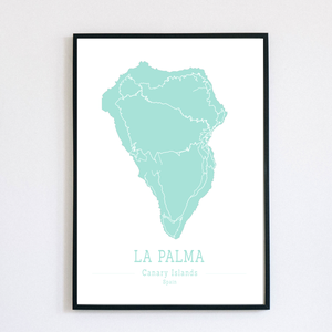 LA PALMA (Kanári-szigetek) színes minimalista dekorációs térkép, Otthon & Lakás, Dekoráció, Kép & Falikép, Poszter, Fotó, grafika, rajz, illusztráció, Meska