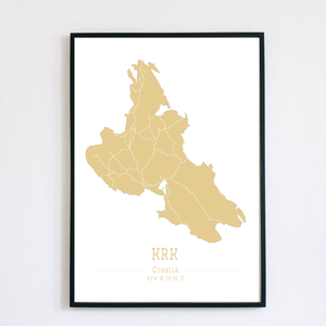 KRK (Horvátország) színes minimalista dekorációs térkép - otthon & lakás - dekoráció - kép & falikép - poszter - Meska.hu