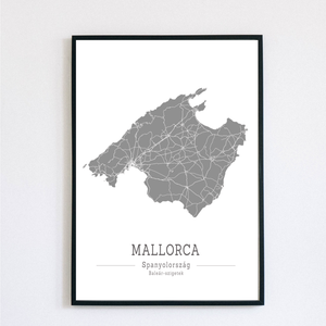 Minimalista Mallorca színes dekorációs térkép  - otthon & életmód - dekoráció - kép & falikép - plakát - Meska.hu