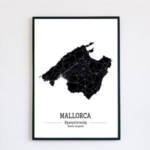 Minimalista Mallorca színes dekorációs térkép  - otthon & életmód - dekoráció - kép & falikép - plakát - Meska.hu