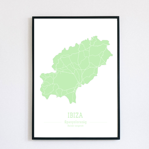 Minimalista Ibiza színes dekorációs térkép  - otthon & lakás - dekoráció - kép & falikép - plakát - Meska.hu