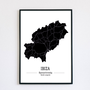 Minimalista Ibiza színes dekorációs térkép  - otthon & életmód - dekoráció - kép & falikép - plakát - Meska.hu