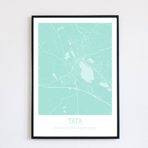 Tata város színes minimalista dekorációs térkép - otthon & életmód - dekoráció - kép & falikép - poszter - Meska.hu