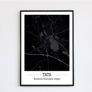 Tata város színes minimalista dekorációs térkép - otthon & életmód - dekoráció - kép & falikép - poszter - Meska.hu