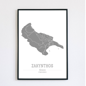 ZAKYNTHOS (Görögország) színes minimalista dekorációs térkép - otthon & életmód - dekoráció - kép & falikép - poszter - Meska.hu