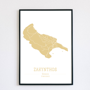 ZAKYNTHOS (Görögország) színes minimalista dekorációs térkép - otthon & életmód - dekoráció - kép & falikép - poszter - Meska.hu