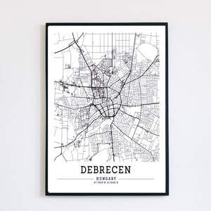 Minimalista DEBRECEN fekete-fehér dekorációs térkép  - Meska.hu