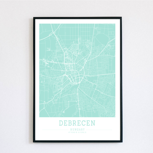 Minimalista DEBRECEN színes dekorációs térkép  - otthon & életmód - dekoráció - kép & falikép - plakát - Meska.hu