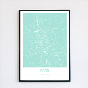 Minimalista EGER színes dekorációs térkép  - otthon & lakás - dekoráció - kép & falikép - plakát - Meska.hu