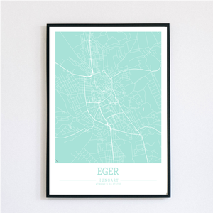 Minimalista EGER színes dekorációs térkép  - otthon & életmód - dekoráció - kép & falikép - plakát - Meska.hu