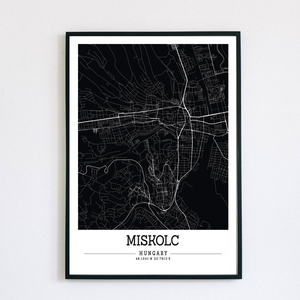 Minimalista MISKOLC színes dekorációs térkép  - otthon & életmód - dekoráció - kép & falikép - plakát - Meska.hu