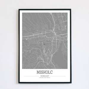 Minimalista MISKOLC színes dekorációs térkép  - otthon & életmód - dekoráció - kép & falikép - plakát - Meska.hu