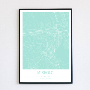 Minimalista MISKOLC színes dekorációs térkép  - otthon & életmód - dekoráció - kép & falikép - plakát - Meska.hu