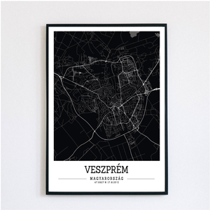 Minimalista VESZPRÉM színes dekorációs térkép  - otthon & életmód - dekoráció - kép & falikép - plakát - Meska.hu