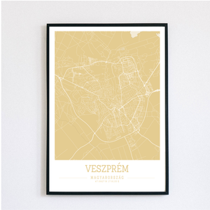 Minimalista VESZPRÉM színes dekorációs térkép  - otthon & életmód - dekoráció - kép & falikép - plakát - Meska.hu