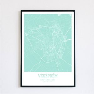Minimalista VESZPRÉM színes dekorációs térkép  - otthon & életmód - dekoráció - kép & falikép - plakát - Meska.hu