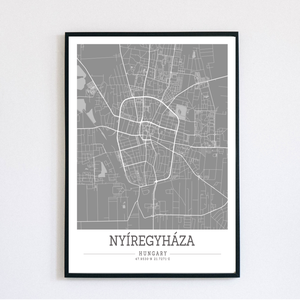 Minimalista NYÍREGYHÁZA színes dekorációs térkép  - otthon & életmód - dekoráció - kép & falikép - plakát - Meska.hu