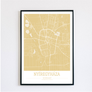 Minimalista NYÍREGYHÁZA színes dekorációs térkép  - otthon & életmód - dekoráció - kép & falikép - plakát - Meska.hu