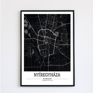 Minimalista NYÍREGYHÁZA színes dekorációs térkép  - otthon & életmód - dekoráció - kép & falikép - plakát - Meska.hu