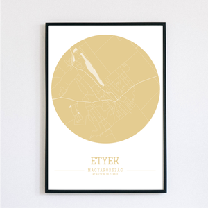 ETYEK színes minimalista dekorációs térkép - otthon & életmód - dekoráció - kép & falikép - poszter - Meska.hu